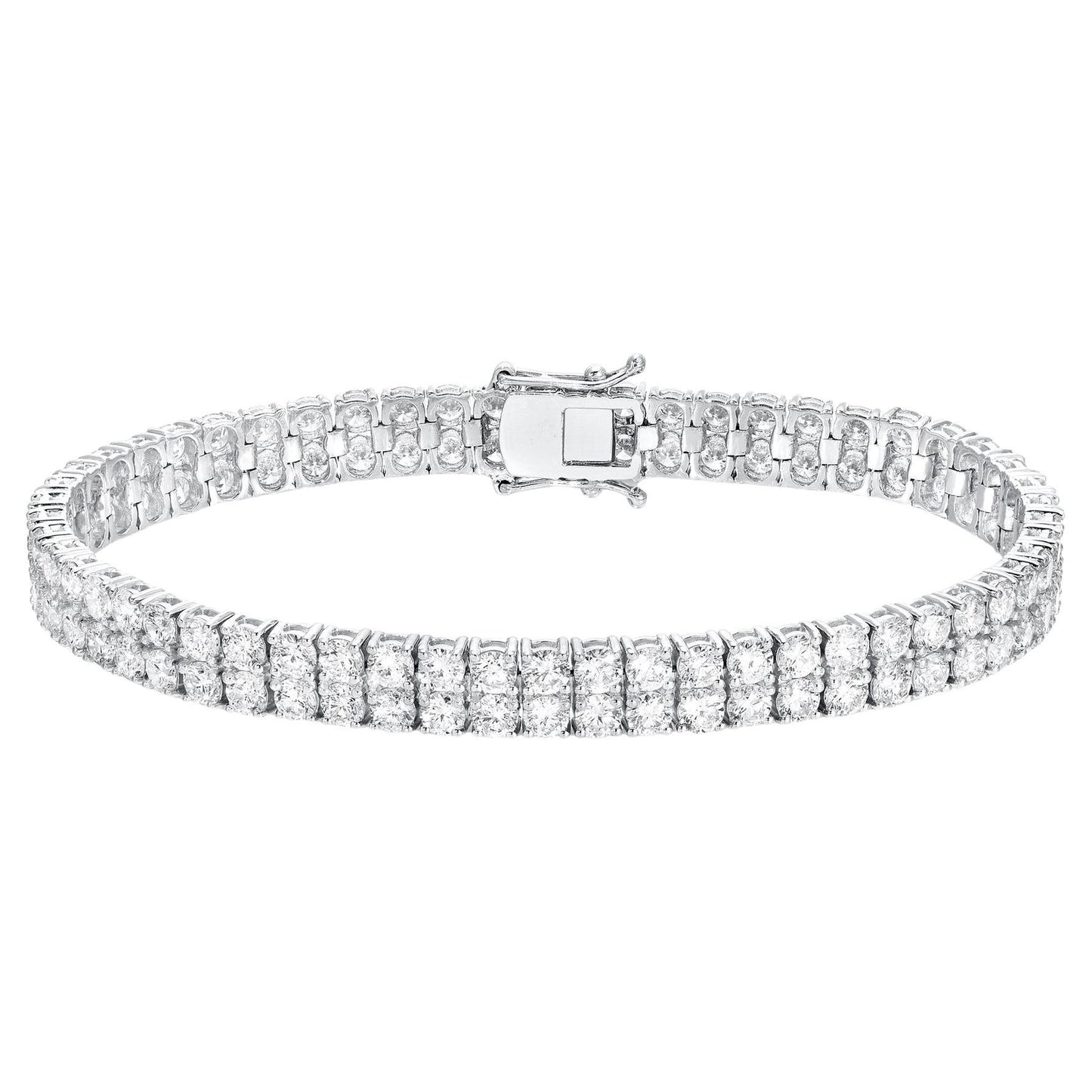 Two Row Diamond Tennis Bracelet 11.45 Carats 18K White Gold