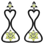 Peridot Earrings With Black Spinel 6.9 Carats Sterling Silver