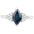Blue Sapphire Ring With Diamonds 1.44 Carats 14K White Gold