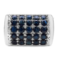 Blue Sapphire Ring With Diamonds 3.49 Carats Sterling Silver