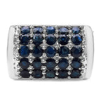 Blue Sapphire Ring With Diamonds 3.49 Carats Sterling Silver