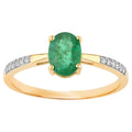 Zambian Emerald Ring With Diamonds 0.74 Carats 14K Yellow Gold