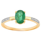 Zambian Emerald Ring With Diamonds 0.74 Carats 14K Yellow Gold