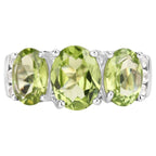 Peridot Ring With White Topaz 4.08 Carats Sterling Silver