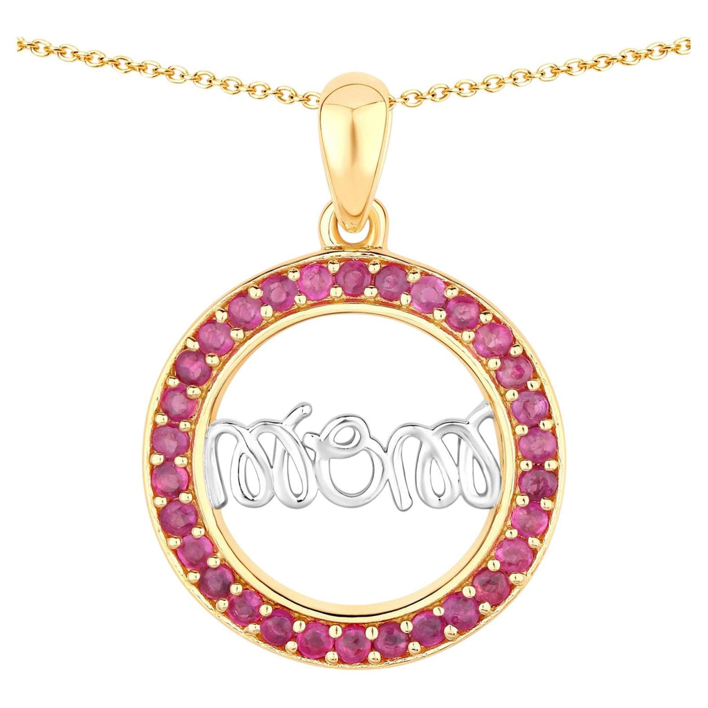 Ruby Mom Pendant 0.62 Carats Gold Plated Silver