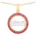 Ruby Mom Pendant 0.62 Carats Gold Plated Silver