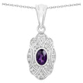 Amethyst Pendant With White Topaz 0.5 Carats Sterling Silver