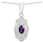 Amethyst Pendant With White Topaz 0.5 Carats Sterling Silver