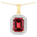 Rubellite Pendant With Diamonds 2.72 Carats 14K Yellow Gold