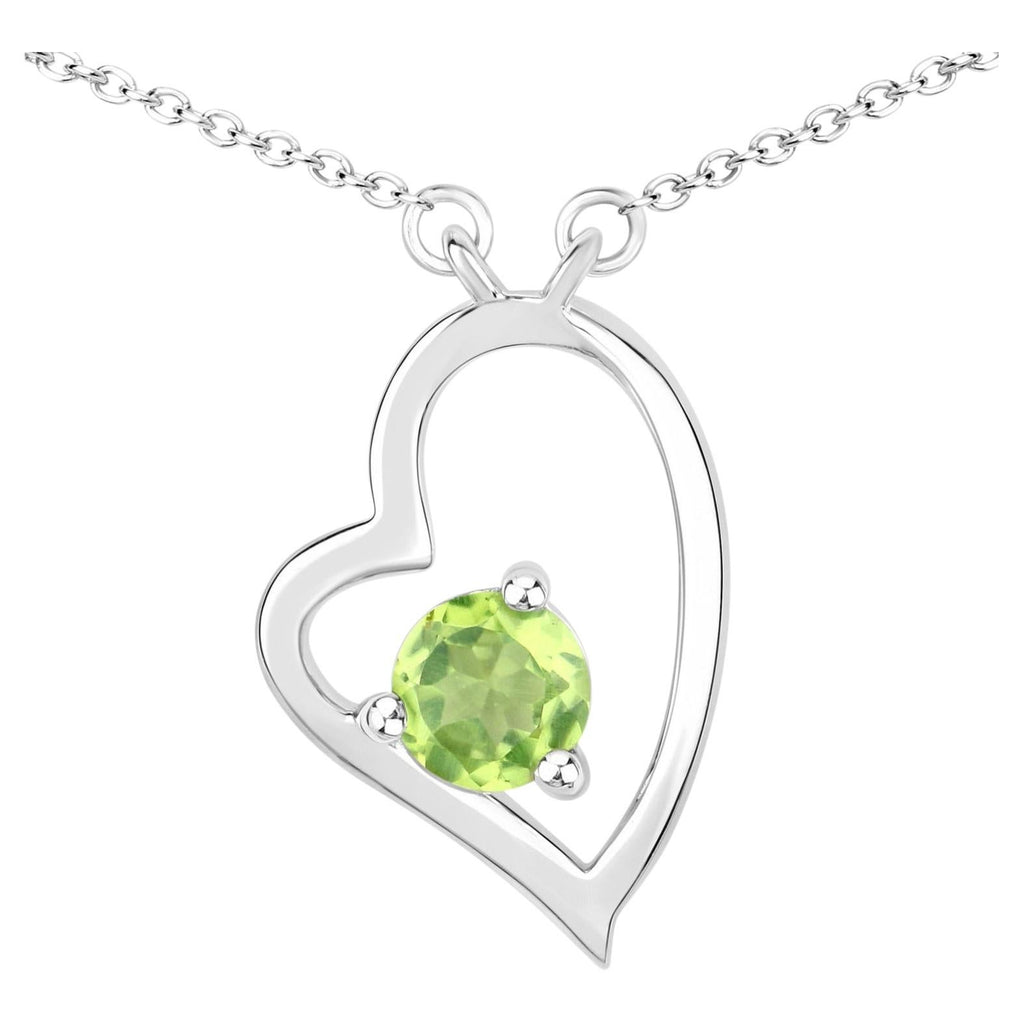 Peridot Heart Necklace 0.5 Carats Sterling Silver