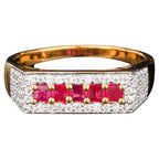 Natural Ruby Ring With White Zircon 1.11 Carats Gold Plated Silver