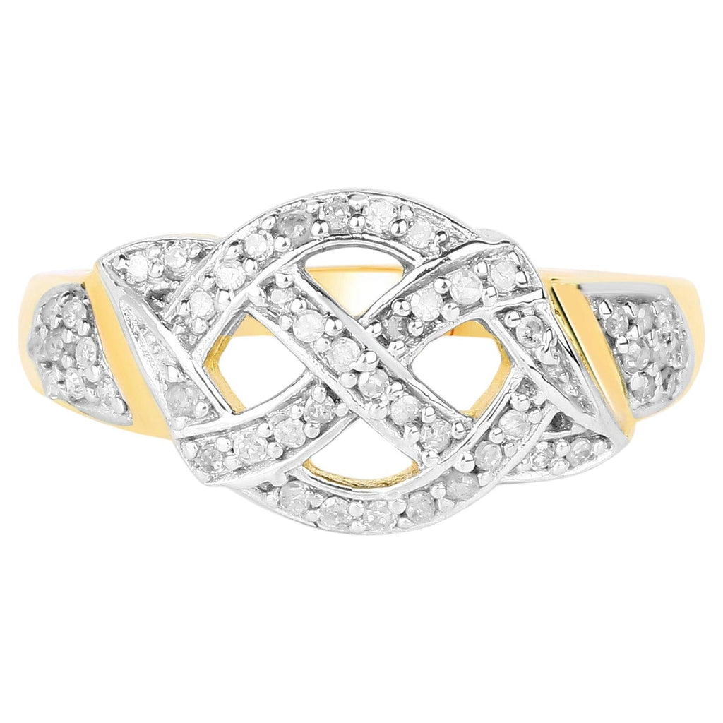 Diamond Infinity Ring 0.2 Carats Gold Plated Silver