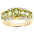 Peridot Ring With Diamonds 2.28 Carats Gold Plated Silver