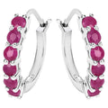 Ruby Hoop Earrings 1.54 Carats Sterling Silver