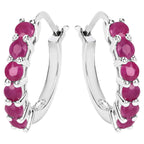 Ruby Hoop Earrings 1.54 Carats Sterling Silver