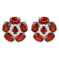 Natural Garnet and White Topaz Floral Earrings 9.6 Carats Total