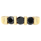 Black Diamond Ring 1.18 Carats Gold Plated Silver