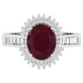 Ruby Ring With Diamonds 2.76 Carats 14K White Gold