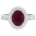 Ruby Ring With Diamonds 2.76 Carats 14K White Gold