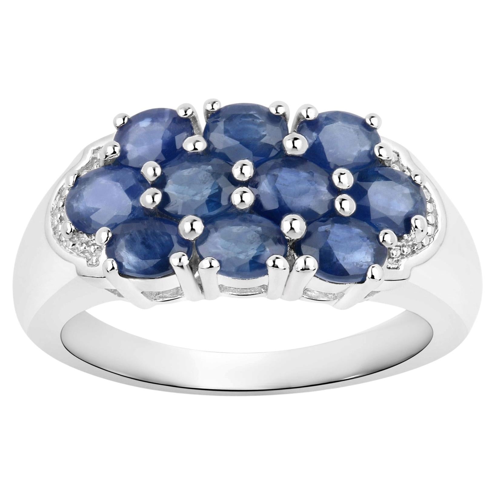 Blue Sapphire Ring 1.98 Carats Sterling Silver