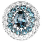 London Blue Topaz Ring 5.94 Carats Sterling Silver