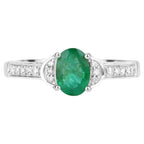 Zambian Emerald Ring With Diamonds 0.79 Carats 10K White Gold