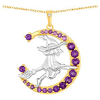 Amethyst Witch Pendant With White Topaz 0.96 Carats Gold Plated Silver