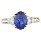 Blue Sapphire Ring With Diamonds 3 Carats 18K Yellow Gold