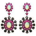Ethiopian Opal Dangle Earrings Rhodolite and Black Spinel 29 Carats