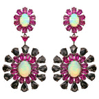 Ethiopian Opal Dangle Earrings Rhodolite and Black Spinel 29 Carats