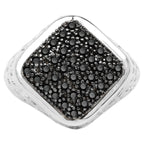 Black Diamond Ring 0.52 Carats Sterling Silver