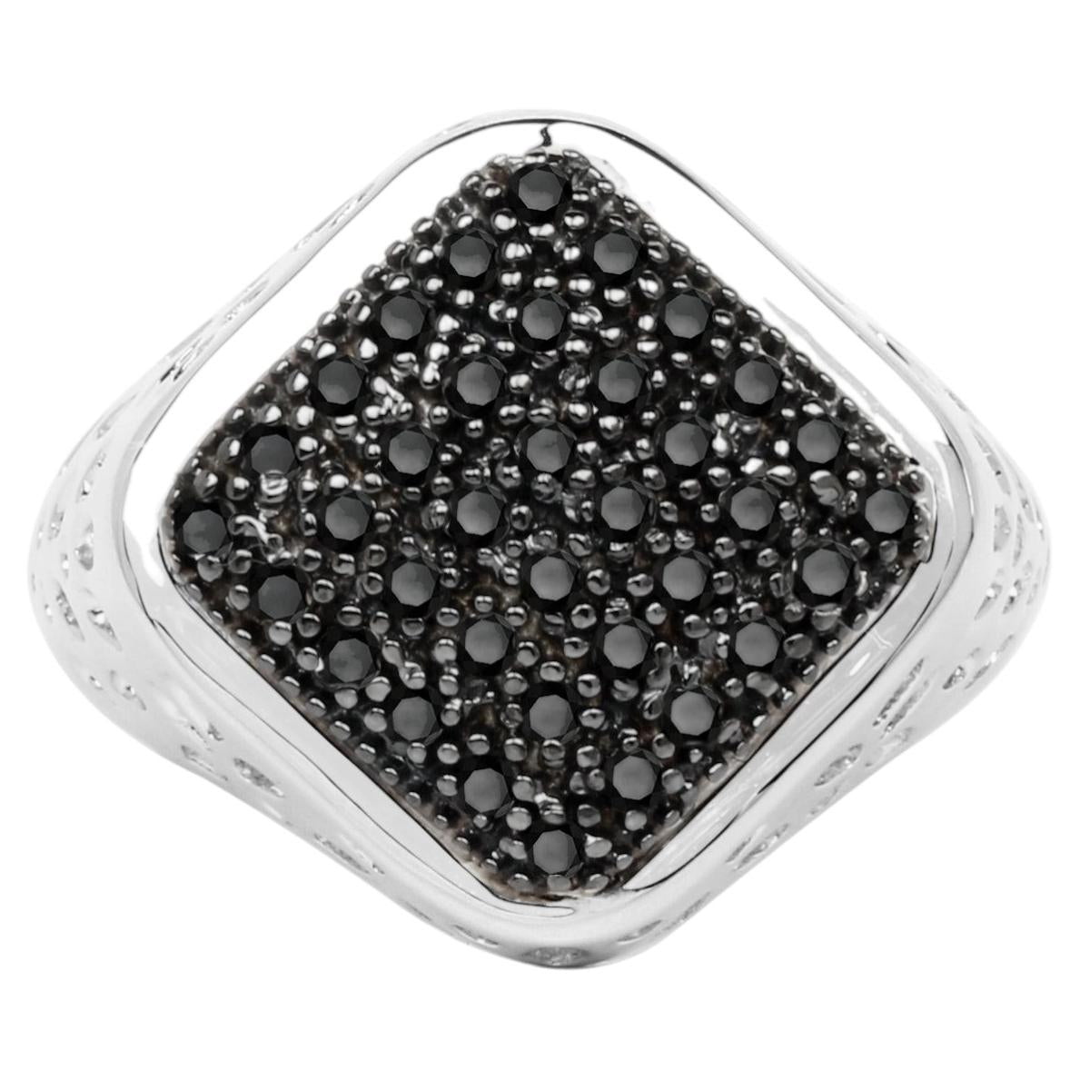 Black Diamond Ring 0.52 Carats Sterling Silver