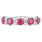 Ruby Ring With Diamonds 1.58 Carats 14K White Gold