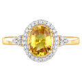 Natural Yellow Sapphire Ring With Diamonds 1.72 Carats 14K Yellow Gold