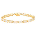 Ethiopian Opal Tennis Bracelet 5.26 Carats Gold Plated Silver