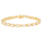 Ethiopian Opal Tennis Bracelet 5.26 Carats Gold Plated Silver
