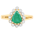 Zambian Emerald Ring With Diamonds 1.18 Carats 10K Yellow Gold