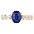 Blue Sapphire Ring With Diamonds 2.1 Carats 18K Yellow Gold