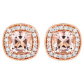 Morganite Stud Earrings With Diamonds 1.64 Carats 14K Rose Gold