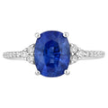 Blue Sapphire Ring With Diamonds 3.04 Carats 18K White Gold