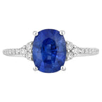 Blue Sapphire Ring With Diamonds 3.04 Carats 18K White Gold