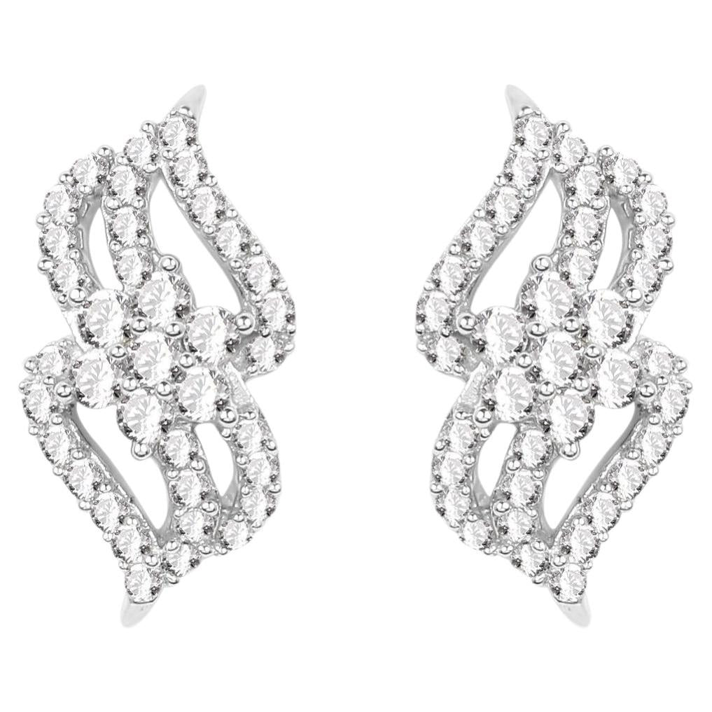 Diamond Stud Earrings 0.62 Carats 14K White Gold