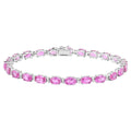 Pink Sapphire Bracelet Diamonds 13.7 Carats 14K White Gold