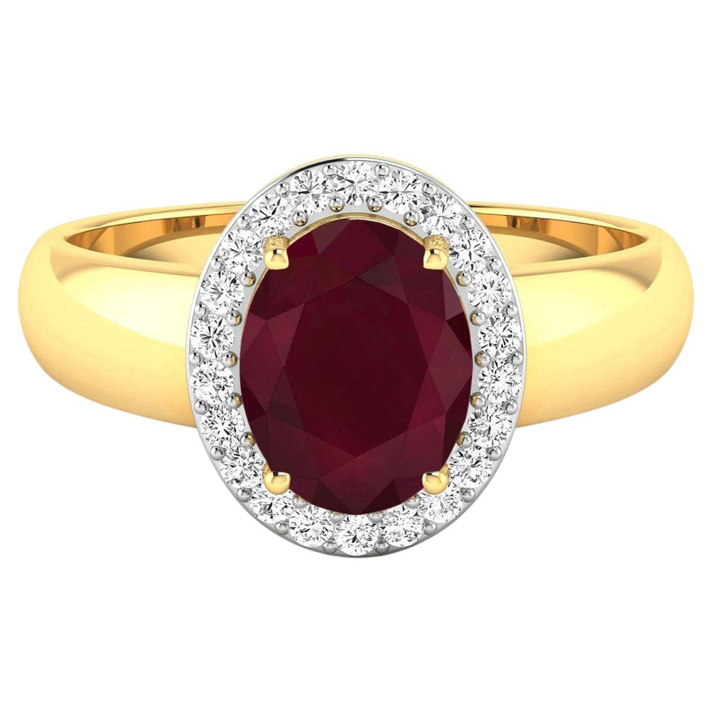 Ruby Ring With Diamonds 2.48 Carats 14K Yellow Gold