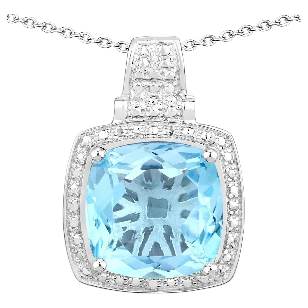 Blue Topaz Pendant 6.94 Carats Sterling Silver