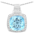 Blue Topaz Pendant 6.94 Carats Sterling Silver