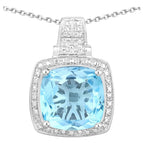 Blue Topaz Pendant 6.94 Carats Sterling Silver