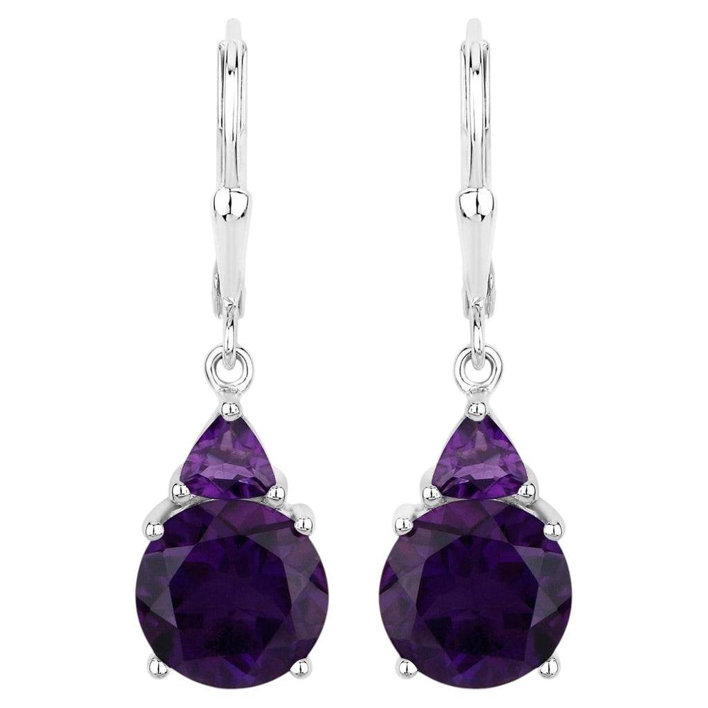 Amethyst Earrings 5.26 Carats Sterling Silver