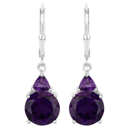 Amethyst Earrings 5.26 Carats Sterling Silver