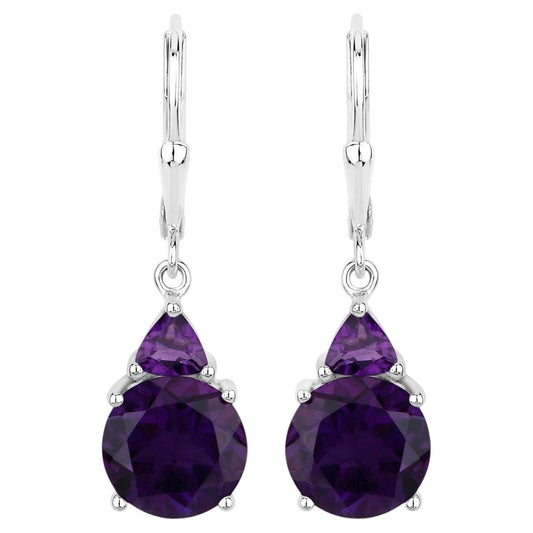 Amethyst Earrings 5.26 Carats Sterling Silver